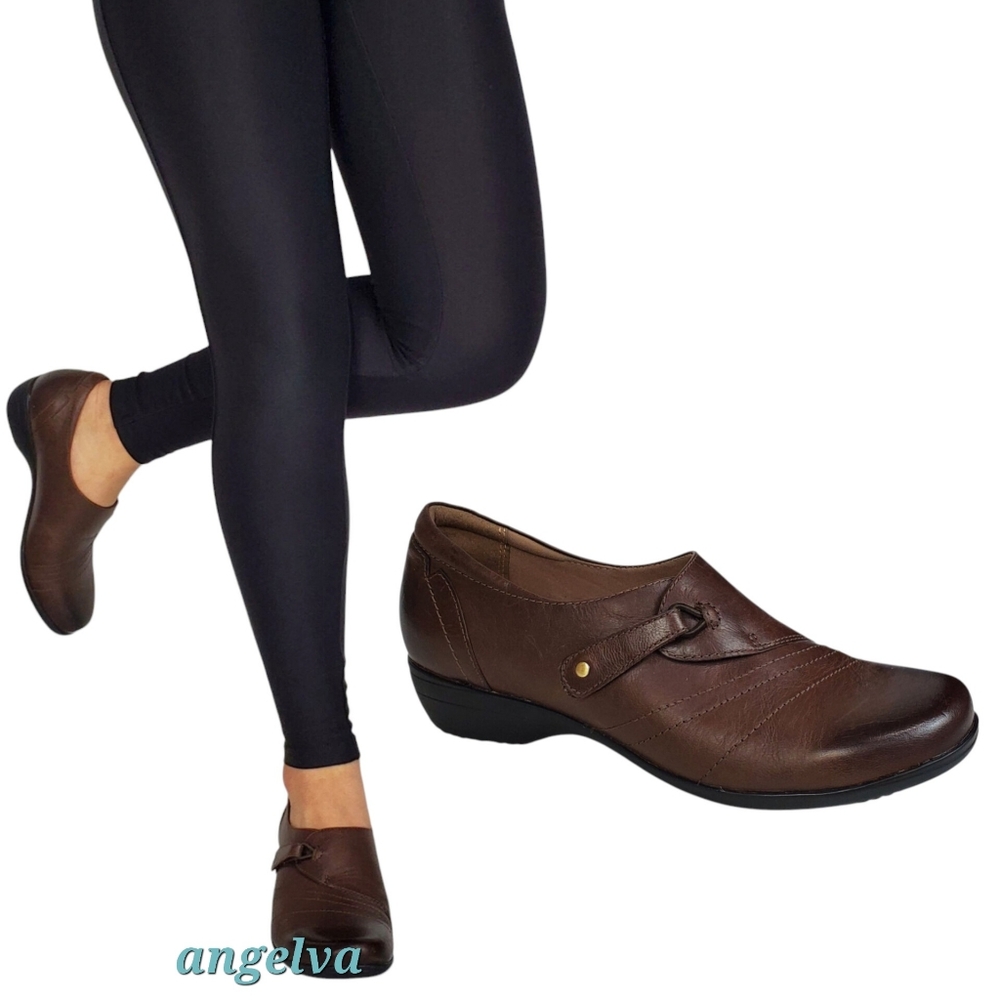 New Dansko Franny leather slip on shoes chocolate classic career preppy comfy